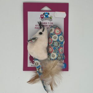 Jouet chat souris et poisson polyester et plume
